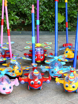 Childrens toddler hand push plane toy push wheel help push push music single pole learn to walk with Bell tongue tongue