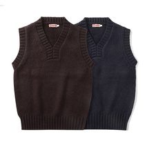 MBBCAR narrow-amplitude thickened knit waistcoat AMicha Antique Body V collar Shoulder Sweater Warm Vest Man
