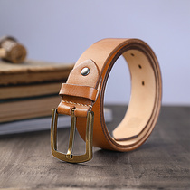 Handmade Italian vegetable tanned leather first layer cowhide hand dyed belt Mbbcar Qi Mings zinc alloy belt