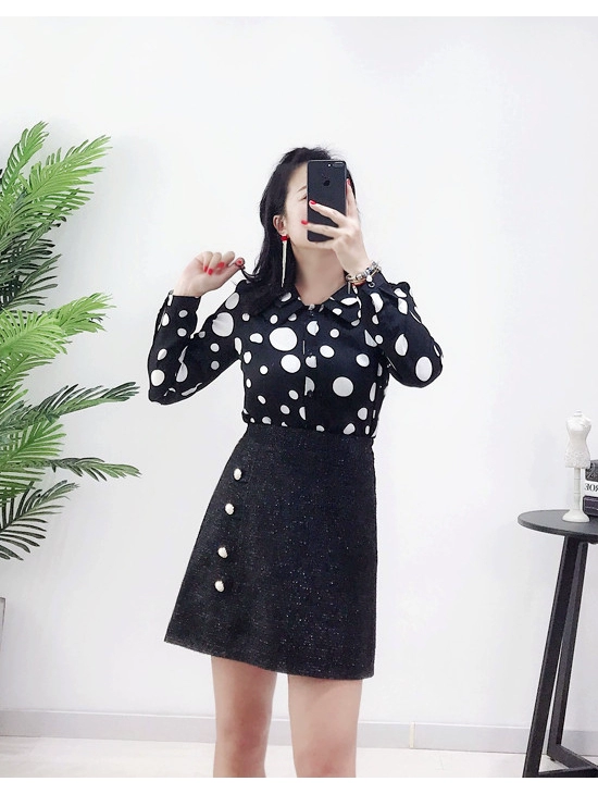 Mùa thu phong cách mới làn sóng Hàn Quốc dài tay cỡ lớn áo sơ mi voan mỏng mỏng manh tính cách hoang dã mập mạp áo sơ mi nữ - Áo sơ mi dài tay