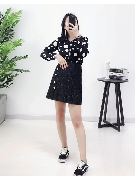 Mùa thu phong cách mới làn sóng Hàn Quốc dài tay cỡ lớn áo sơ mi voan mỏng mỏng manh tính cách hoang dã mập mạp áo sơ mi nữ - Áo sơ mi dài tay