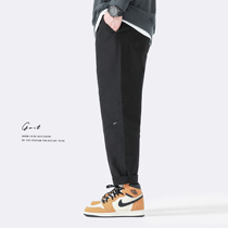 GWIT high-branch double-yarn Nuba Cotton Spring and Autumn New American casual trend small feet straight trousers overalls men