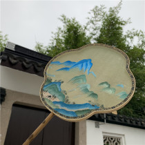 Su embroidery pure handmade thousand li Jiangshan Group fan silk double-sided embroidery finished Chinese style fan ancient style Hanfu accessories state