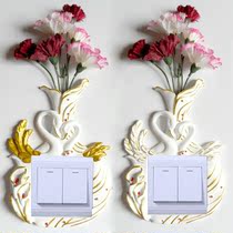 Switch patch wall patch protective sheath European-style socket cover bedroom lamp post decorate field resin flower arrangement switch wall decoration