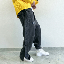 PGUP STUDIO Autumn national tide High Street Tide brand handsome side breasted loose corduroy toe casual pants men