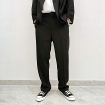 Autumn fashionable handsome fall Black loose casual straight wide leg mop pants long pants men INS Wild
