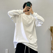 Autumn and winter Tide brand cotton white solid color loose stack wear base shirt long sleeve T-shirt mens casual inside clothes White t