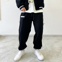 PGUP STUDIO autumn and winter National Tide brand Joker loose drawstring black sports bunch feet casual pants mens tide