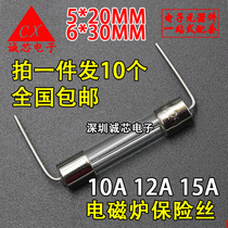 Induction cooker glass safety tube wire 5*20MM 10A 15A 12A 12 5A 250V 6*30 WITH PIN