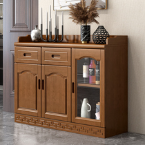 Solid wood dining side cabinet Wine cabinet One-piece wall Living room Dining room office Tea cabinet shelf storage kitchen cupboard