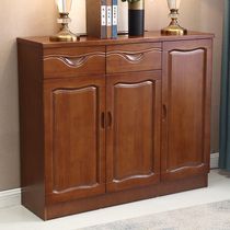 Chinese solid wood shoe cabinet Household entrance Living room entrance entrance Balcony aisle Four-door storage foyer cabinet
