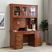 Solid wood desk with bookshelf combination bookcase Home bedroom desk 1 4 meters middle school student writing desk