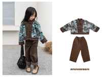 HININI original 22 winter new products boys and girls new Chinese-style buckle coat color matching wool coat suit can add cotton