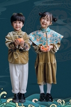 Golden Branches and Jade Leaves HININI Original 22 New Chinese New Years Dresses Boys and Girls Thickened Coat Skirt Parent-child