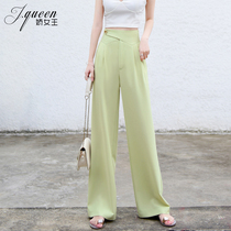 High waist wide leggings pants womens pituitary pants with long pants summer new tightness waist straight cylinder slim down ice silk slim suit pants