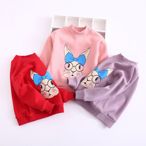 Yoyo childrens clothing Korean Winter Childrens girls cotton semi-high collar one velvet plus velvet padded baby