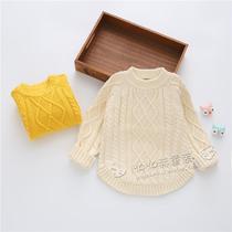 Western style childrens clothing Korean version 2021 Spring Childrens girls cotton retro twist sweater