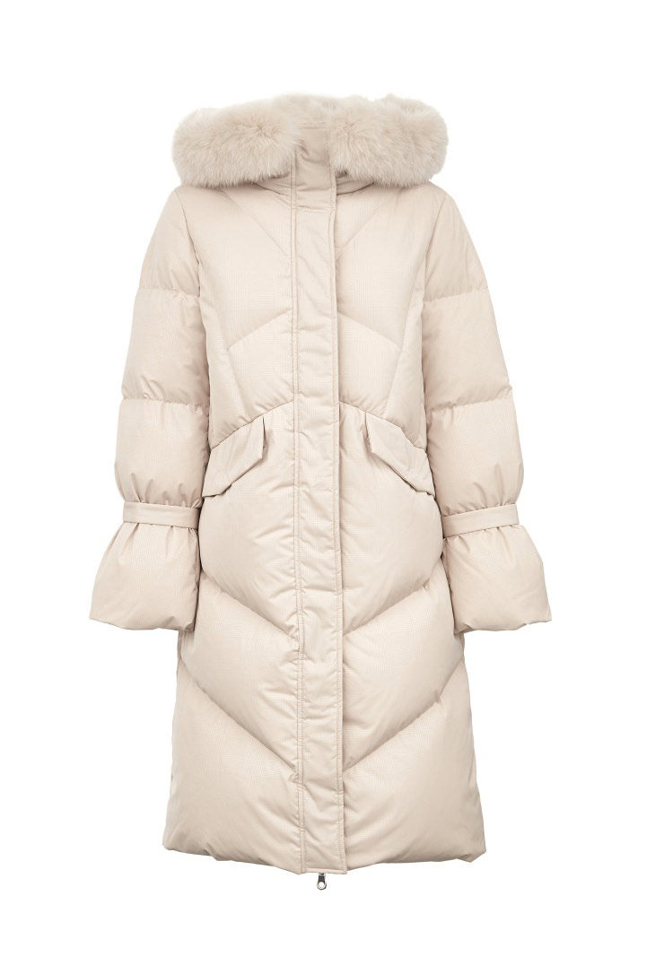 绫致only2021白鸭绒毛领中长款保暖羽绒服女|119312565 - 绫致时装