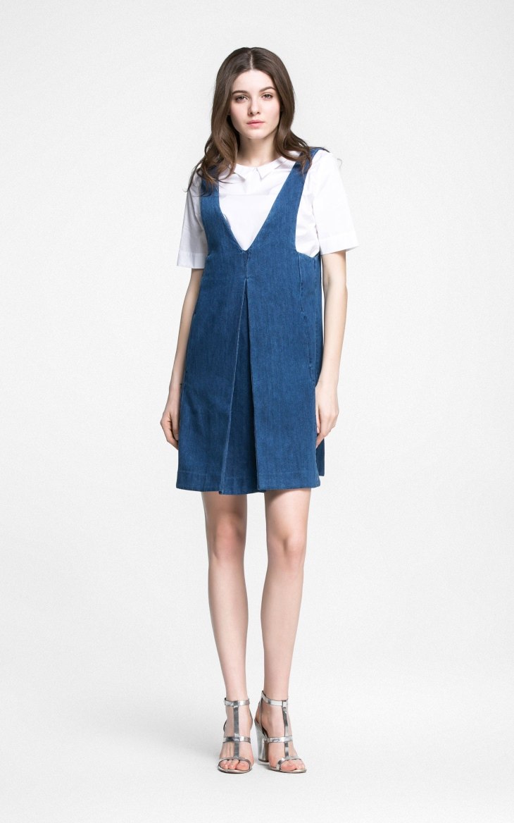 [2件9折]veromoda背带纯棉牛仔牛仔裙女-316342002