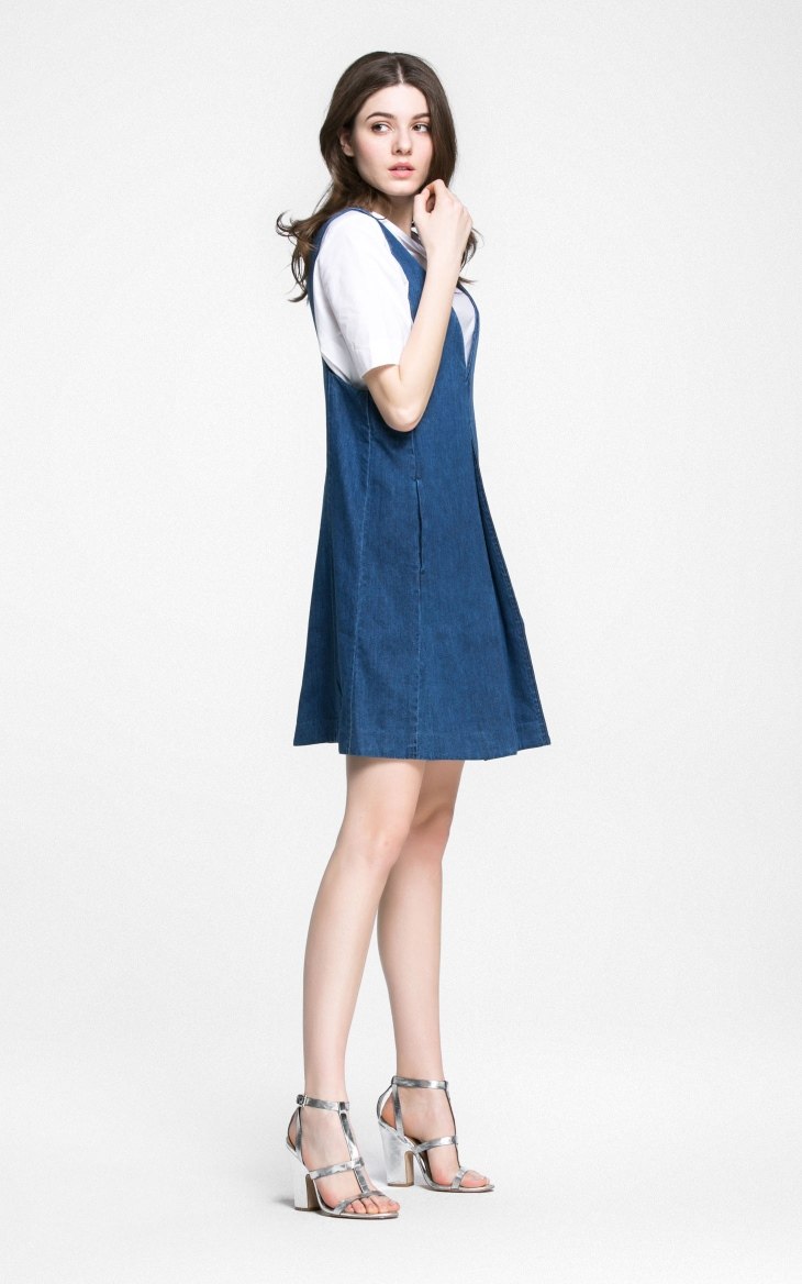 [2件9折]veromoda背带纯棉牛仔牛仔裙女-316342002