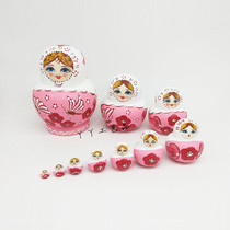 Ten-layer big belly pink butterfly Russian set doll wooden toy craft gift wish doll home furnishings