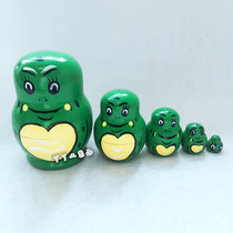 () Five-story frog Russia sets wooden toy craft gift Hsu May the doll Valentines Day gift
