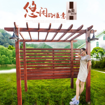 Anticorrosive wood grape rack Courtyard balcony flower rack porch shelf carbonized wood outdoor wood climbing pergola wood floor