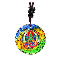 Tie Edge Glazed Green Degree Mother Pendant Pendant Necklace Coffee Color Rope Diameter 3 6 cm