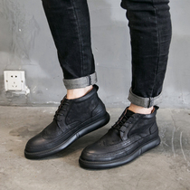 European and American retro Brock style leather Martin boots autumn and winter thick soled short boots British casual High mens shoes