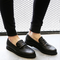 Autumn Lafu shoes men Korean tassel leather Bean shoes retro low-top casual shoes mens thick-soled British leather shoes