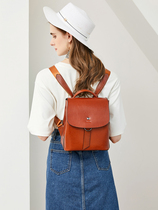 Genuine leather ladies Double shoulder bag inclined satchel handbag commute minimalist fashion 100 hitch a casual new superior feel little backpack