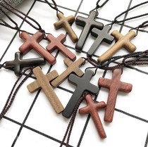 Solid wood cross necklace red sandalwood green sandalwood pendant fashion casual accessories main crafts