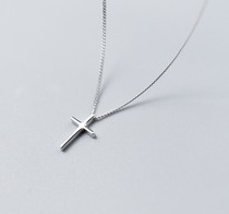 Sterling Silver Cross Necklace mini Tide Japanese Pendant Accessories Chain Light Luxury Small Design Simple Womens Jewelry