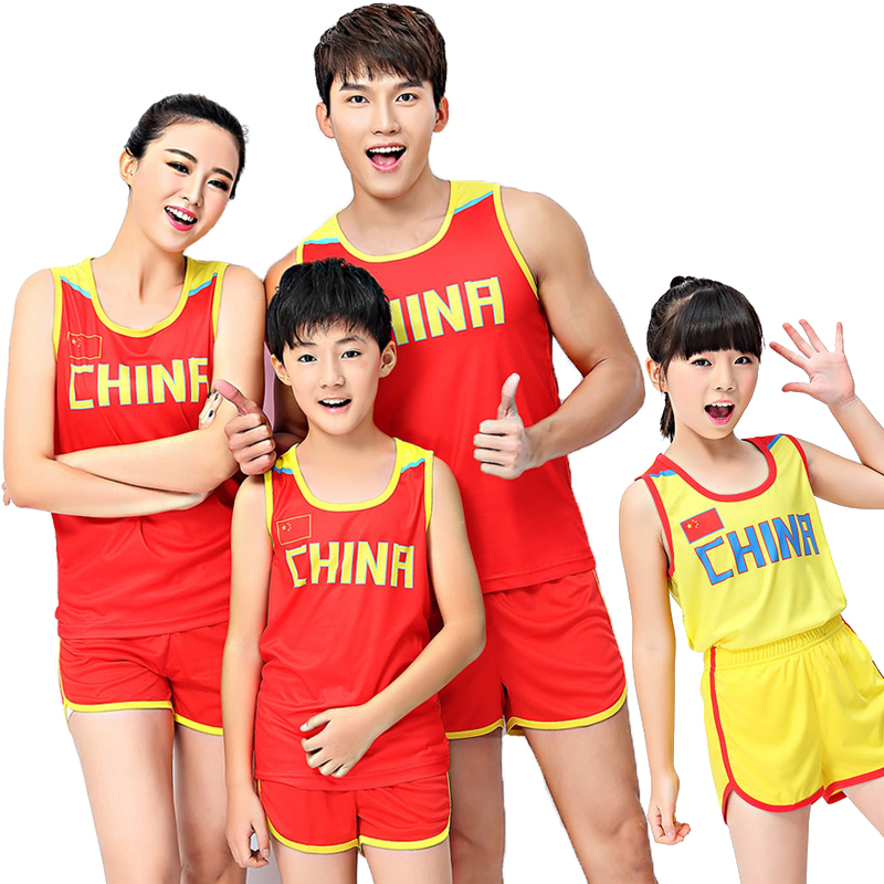 Children's track and field training suits suit men and women national team primary and middle school students running marathon short running body test and sports clothes