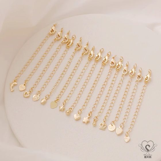 14K 백 골드 체인 심장 조각 랍스터 버클 스프링 버클 DIY 보석 액세서리 꽃 테일 체인 / 확장 체인 6.5cm 14K 백 골드 체인 심장 조각 랍스터 버클 스프링 버클 DIY 보석 액세서리 꽃 테일 체인 / 확장 체인 6.5cm