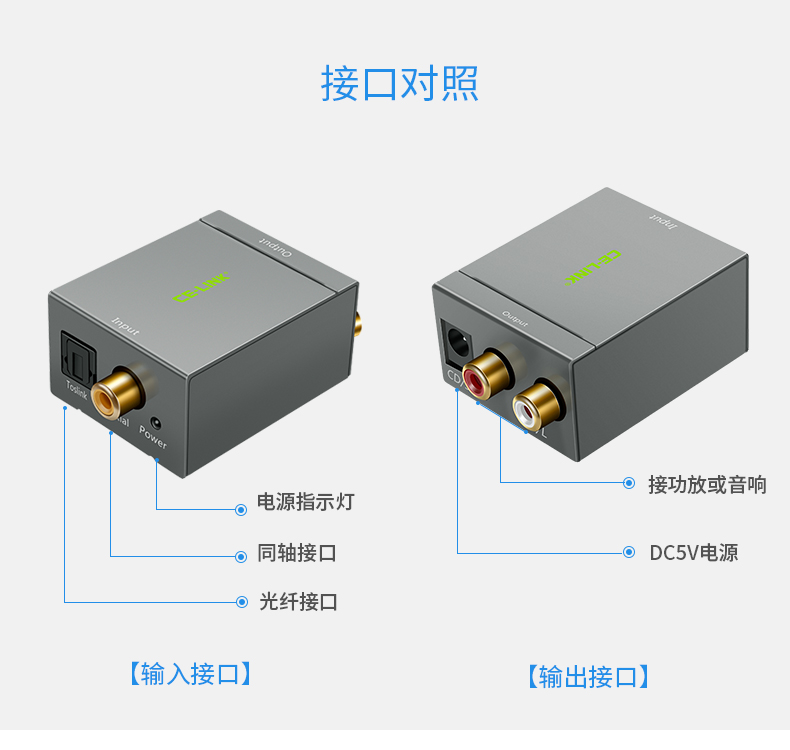 celink数字光纤同轴转模拟双莲花rca音频转换器spdif电视转红白线