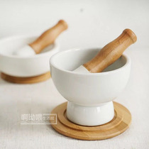 High-quality pure white garlic masher ceramic scrub head medicine masher baby food supplement grinding garlic masher kitchen rolling tool