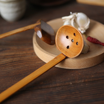 Japanese-style wooden long handle ramen spoon wooden spoon wooden tableware colander long handle wooden soup spoon hot pot spoon with hole spoon