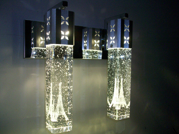 简约新款led水晶壁灯气泡水晶柱床头灯客厅壁灯汽泡柱镜前灯