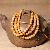 Dialect Hotan Jade Hebei Tanghe Material Boutique All Huangqin Skin Seed Material 6mm108 Necklace Multi-ring Bracelet N