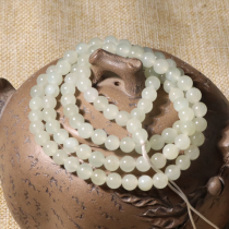 Dialect Hotan jade boutique special Xinjiang oil-moistened fine white jade seed material 6mm108 multi-ring bracelet necklace n