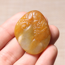 Dialect Hotan jade boutique special old ripe gold bag silver Huang Qin skin white jade seed material Zhong Kui ghost catching pendant pendant n