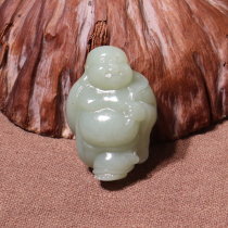 Dialect Hotan Jade Boutique Special Offer Xinjiang Qiemo Material Green White Jade Maitreya Laughing Buddha Men's and Women's Pendant Pendant Pendant N