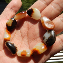 Dialect Hetian Jade collectible Xinjiang Yulong River fine top seed hand skewered sheep fat jade luxury bracelet f