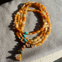 Dialect Hetian Jade Collectible value special boutique features gold package silver seed material 108 oil-run Buddha beads necklace f