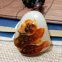 Dialect Hetian Jade special only 118000 yuan Ye Qing works jujube red skin white jade seed material has more than jade pendant for years