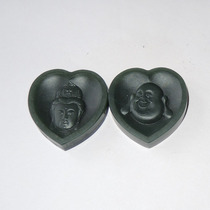 Special offer only 260 yuan collection level features Qinghai material Qingyu heart-shaped Guanyin laughing Buddha pendant a pair of feedback