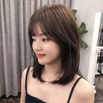 Wig female long straight hair Korean air bangs bobo headgear face repair pear flower head round face from natural full headgear female