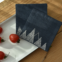 Mountain with wood-day-style minimalist hand embroidered cup cushion tea cup teapot teapot table water suction creative cloth Dining Mat thermal insulation mat