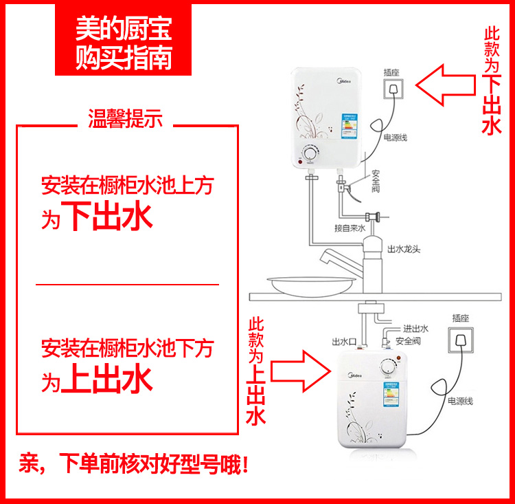 midea/美的 f05-15a(s)厨宝小型储水即热式5升家用热水宝上下出水_7折